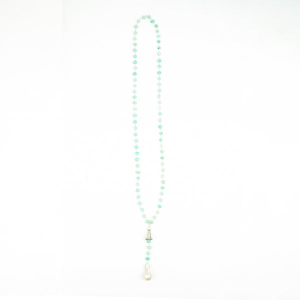 Russian Quatrz & Baroque Pearl Y Necklace (Project Handmade)