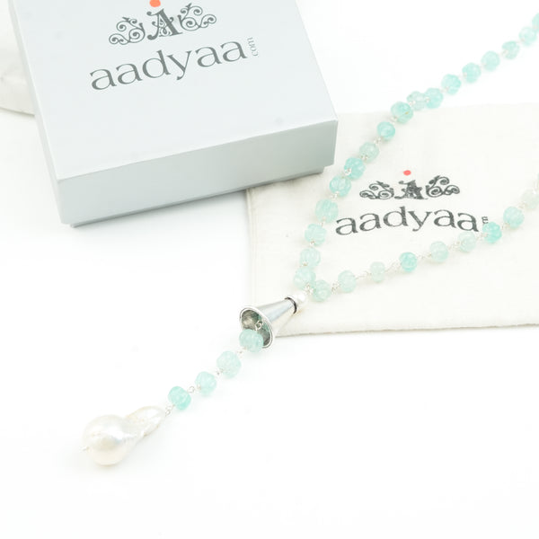 Russian Quatrz & Baroque Pearl Y Necklace (Project Handmade)