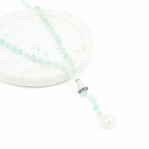 Russian Quatrz & Baroque Pearl Y Necklace (Project Handmade)