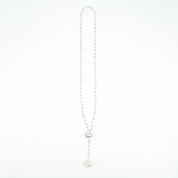 Baroque Pearl & Labradorite Y Necklace (Project Handmade)