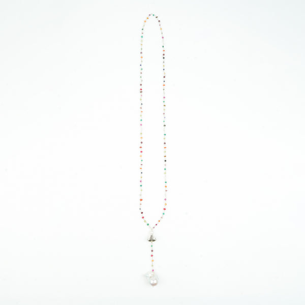 Baroque Pearl & Multicolor Stones Y Necklace (Project Handmade)