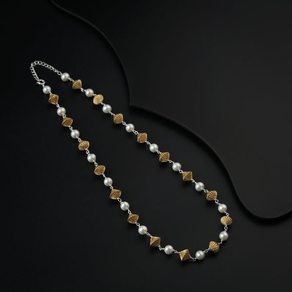 Silver Bead Ganthan with Pearls (20 Inches)
