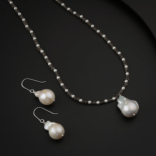 Handmade Smokey Quartz and Pearls Set