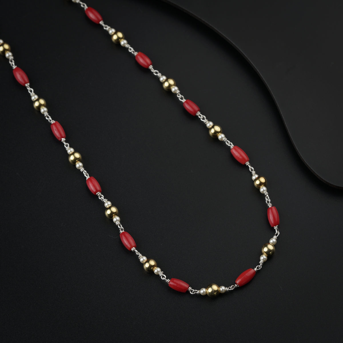 Coral Gold Plated Silver Chain (24 Inches)