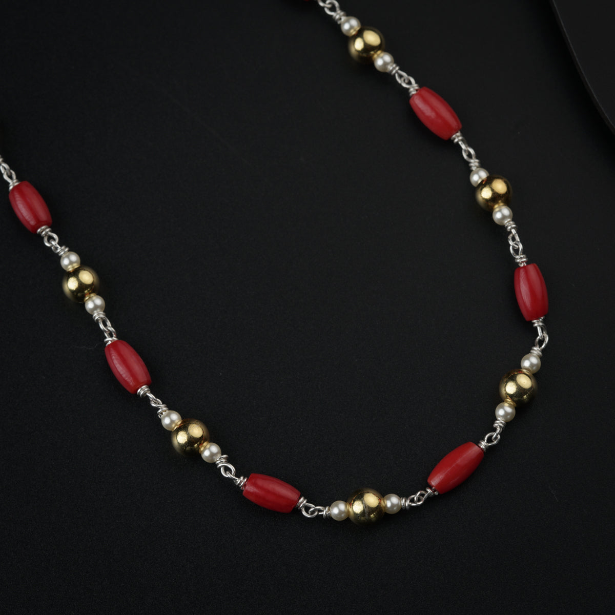 Coral Gold Plated Silver Chain (24 Inches)