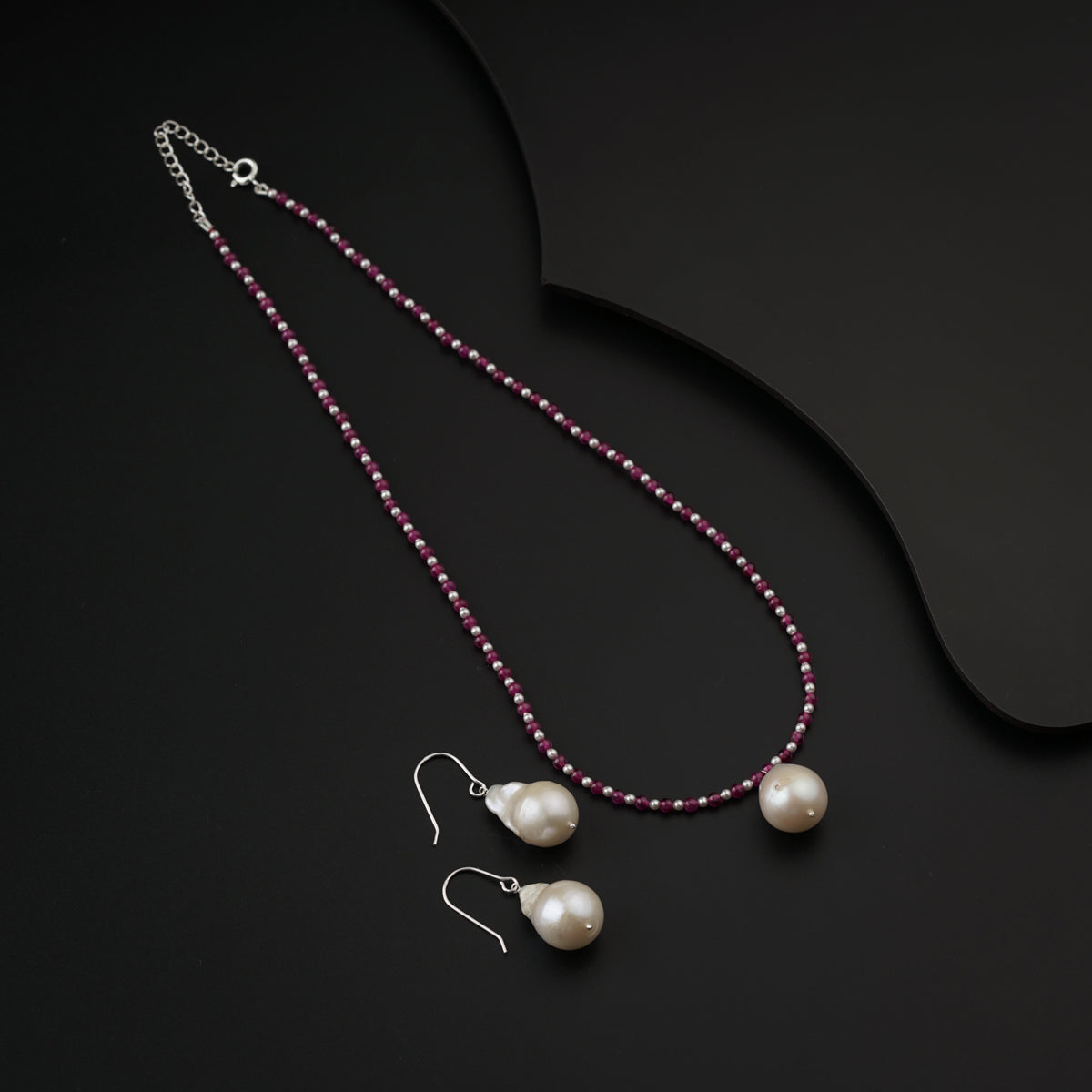 Handmade Ruby and Pearls Set