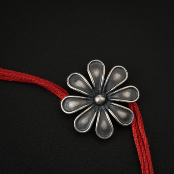 Handcrafted Silver Flower Rakhi