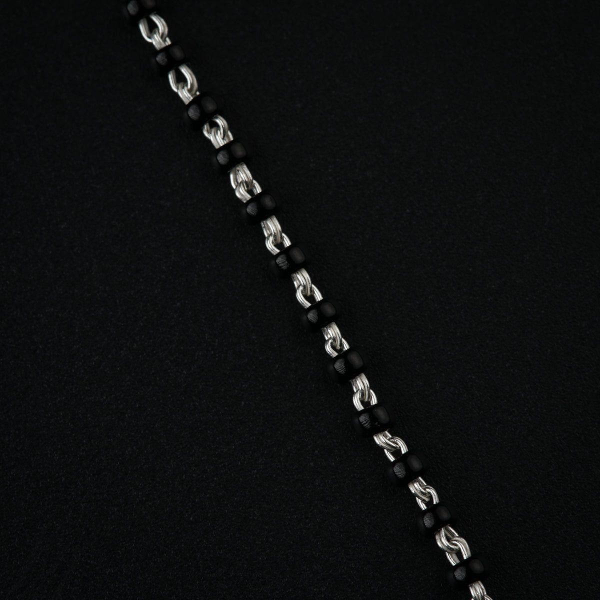 Silver Single Vatee Mangalsutra with Black Beads