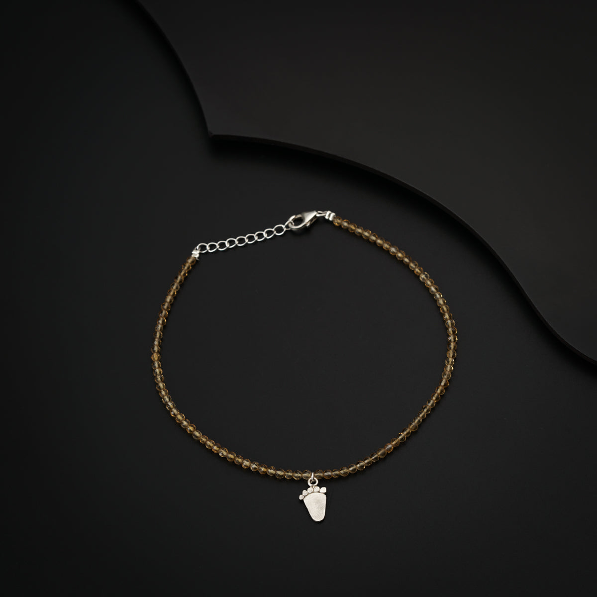 Citrine Silver Paul Anklet