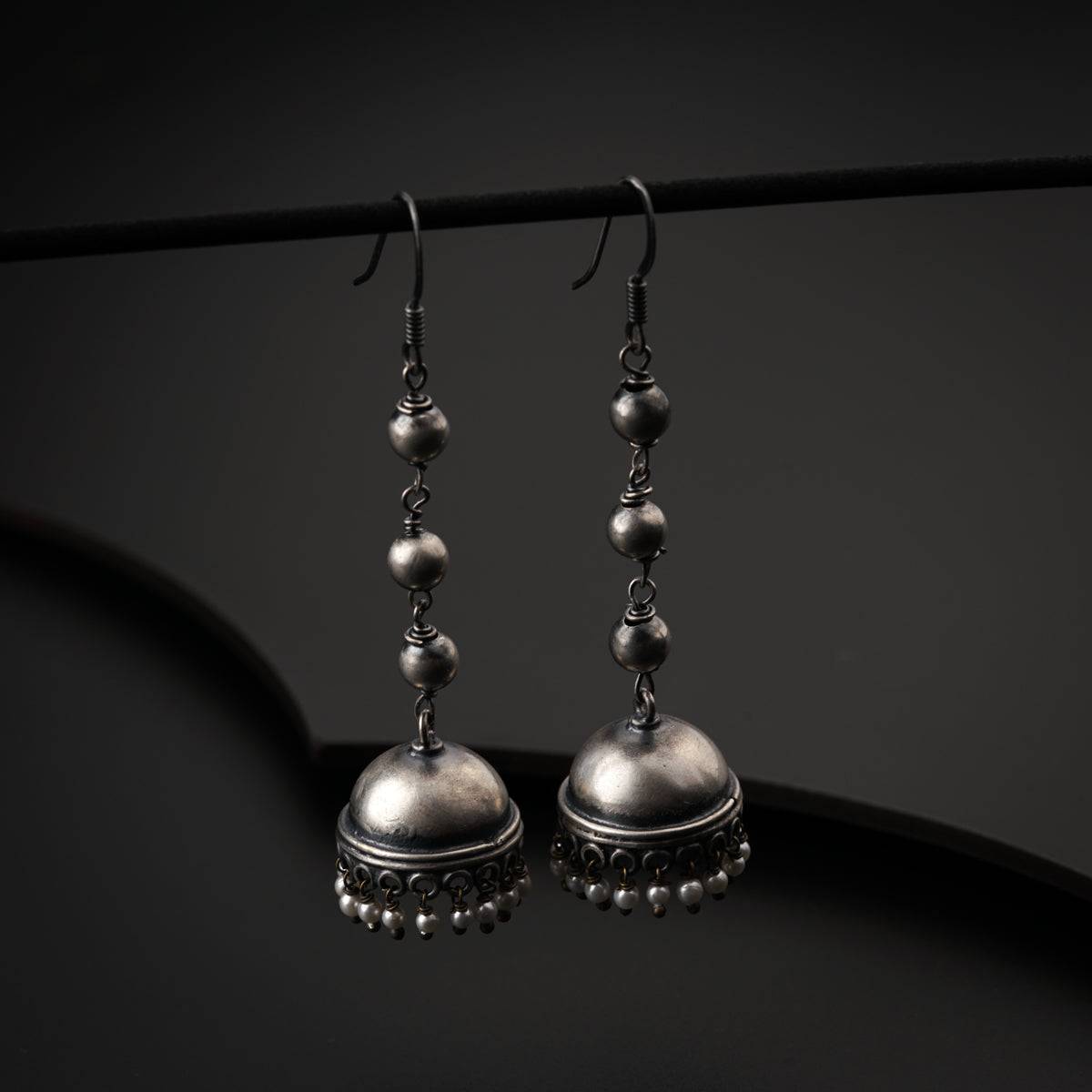 Silver Bead Jhumki Big