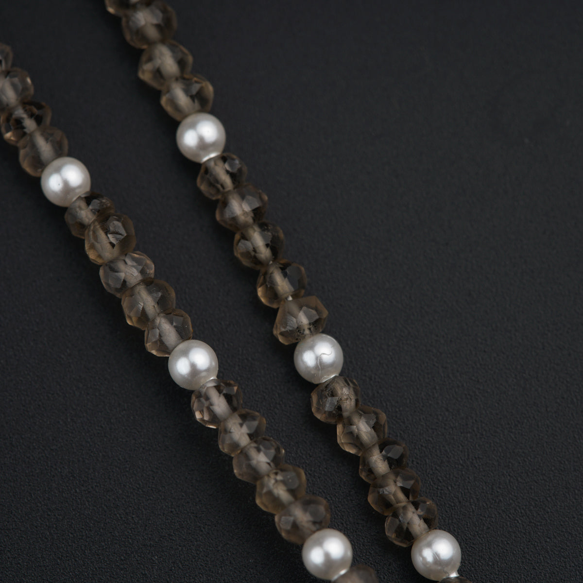 Silver Choker with Smokey Quartz and Pearls