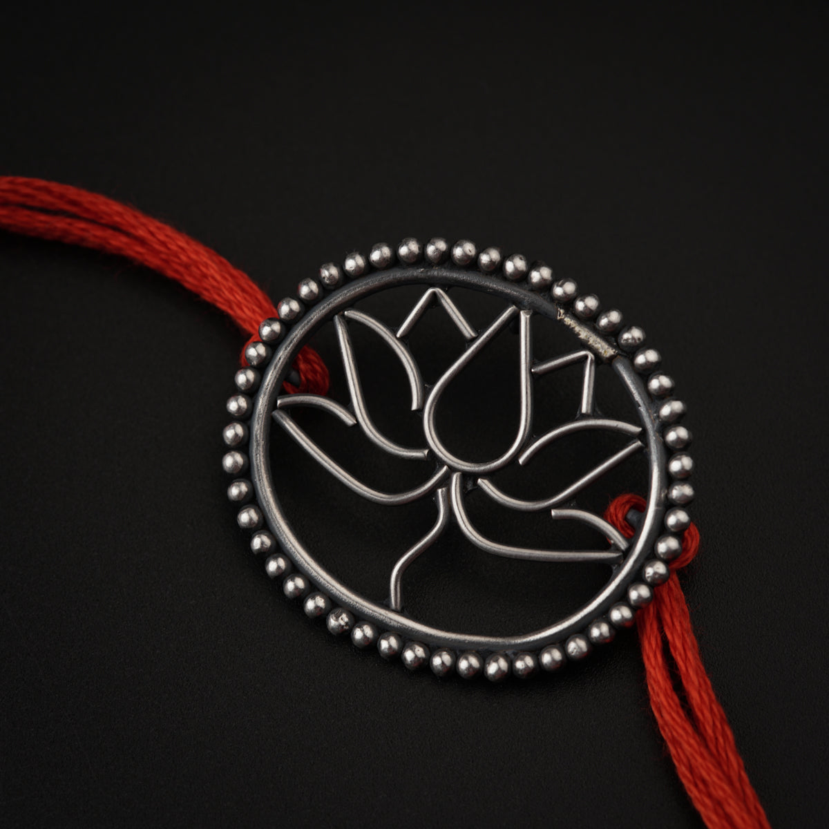 Handcrafted Silver Rakhi/Pendant: Lotus