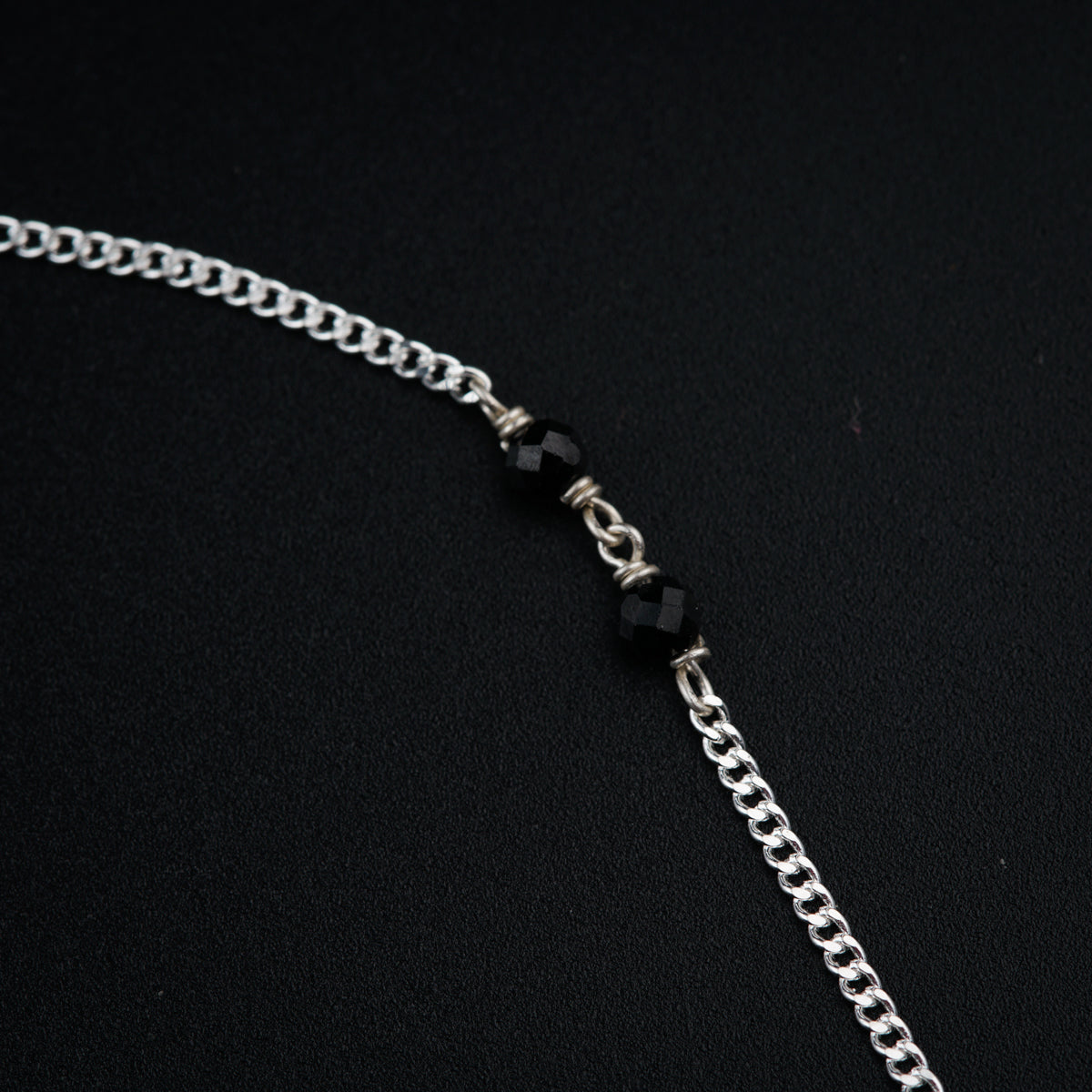 Handmade Silver Mangalsutra Bracelet with Black Spinel