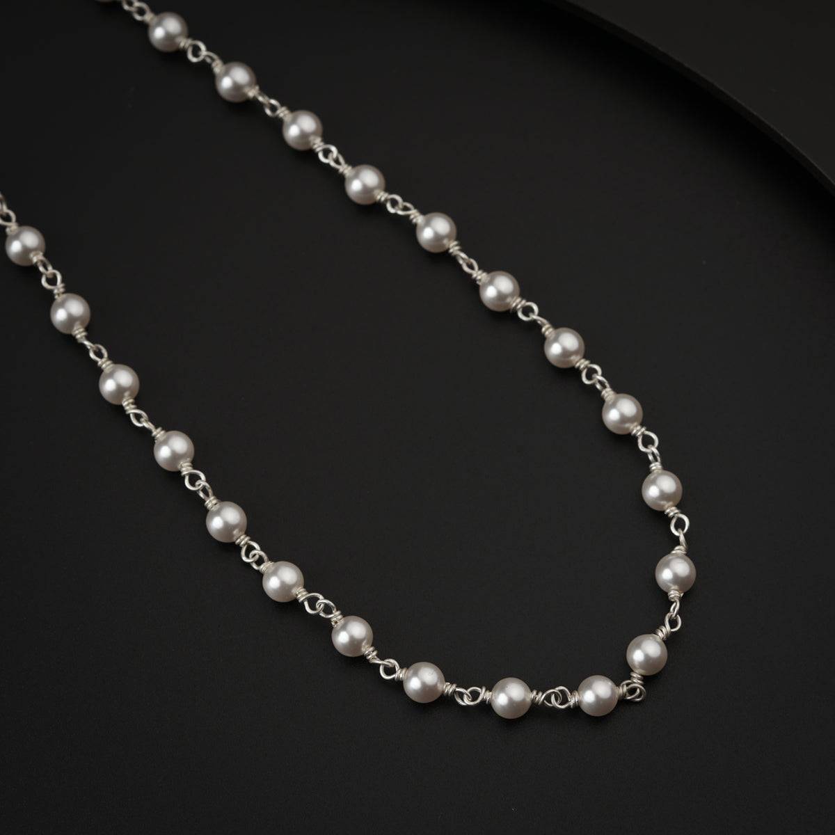 Silver Necklace with Pearls