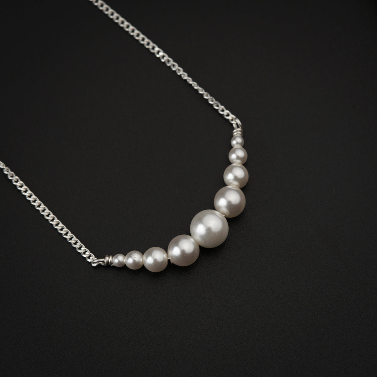 Dainty Pearls Silver Necklace
