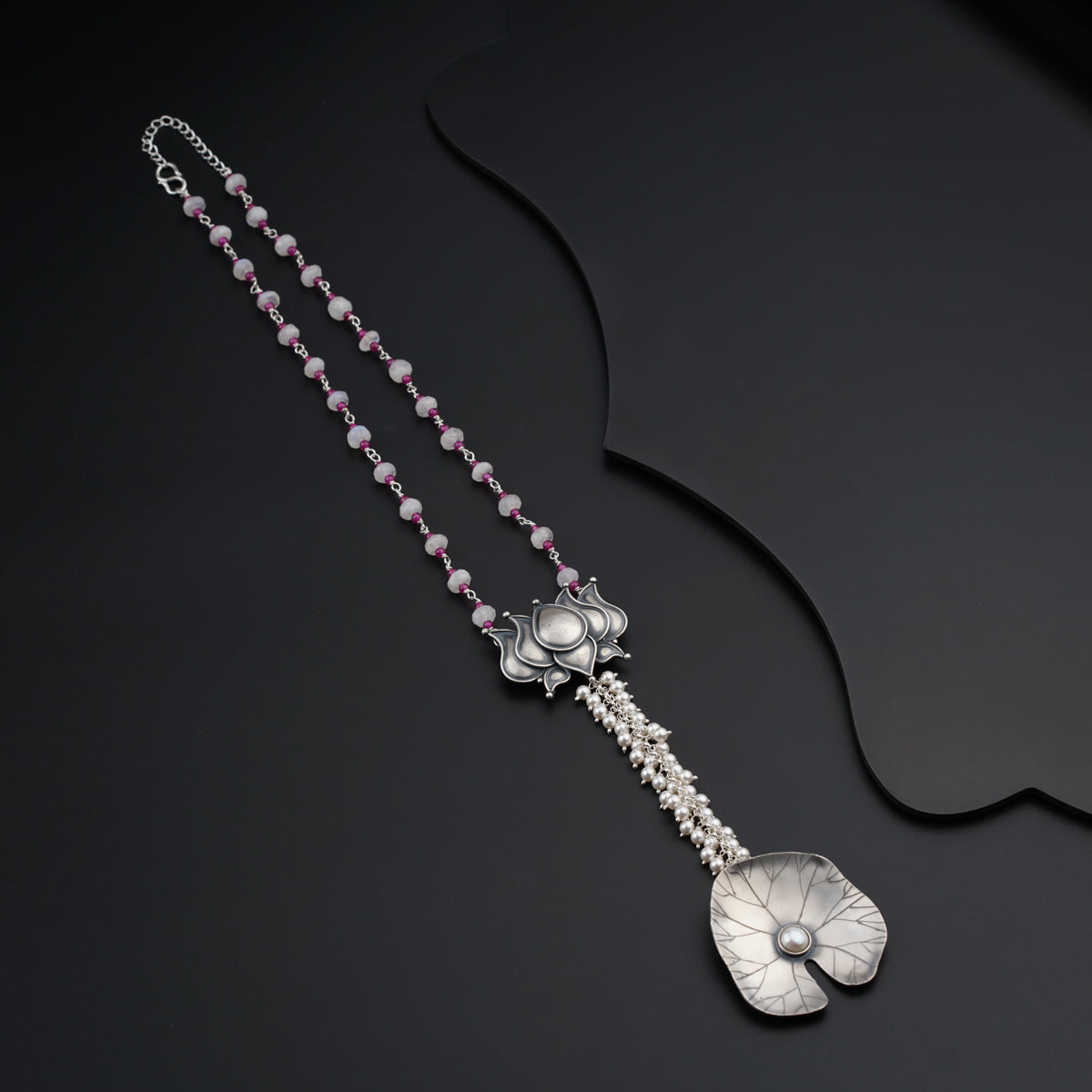 Semi Precious Stones Saroj Parna Necklace with Pearls