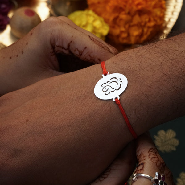 Handcrafted Silver Rakhi: Ganesh