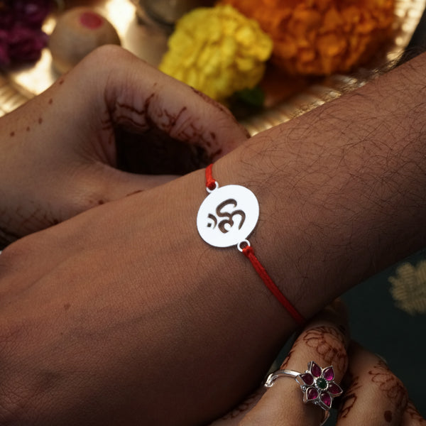 Handcrafted Silver Rakhi: Om