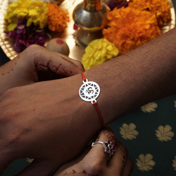 Handcrafted Silver Rakhi: Om