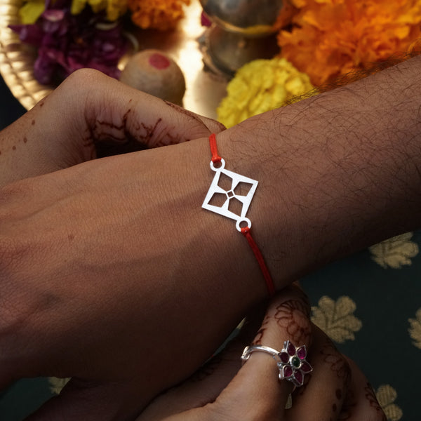 Silver Laser cut Rakhi