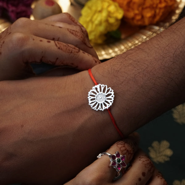 Handmade Silver Rakhi: Gulbahaar