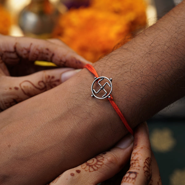 Silver Swastik Rakhi/Pendant: Small