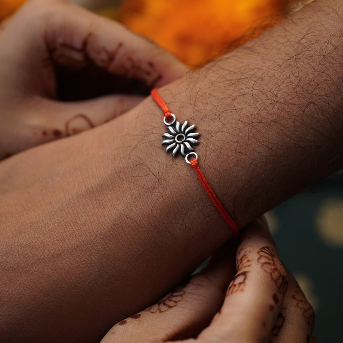 Silver Surya Rakhi small