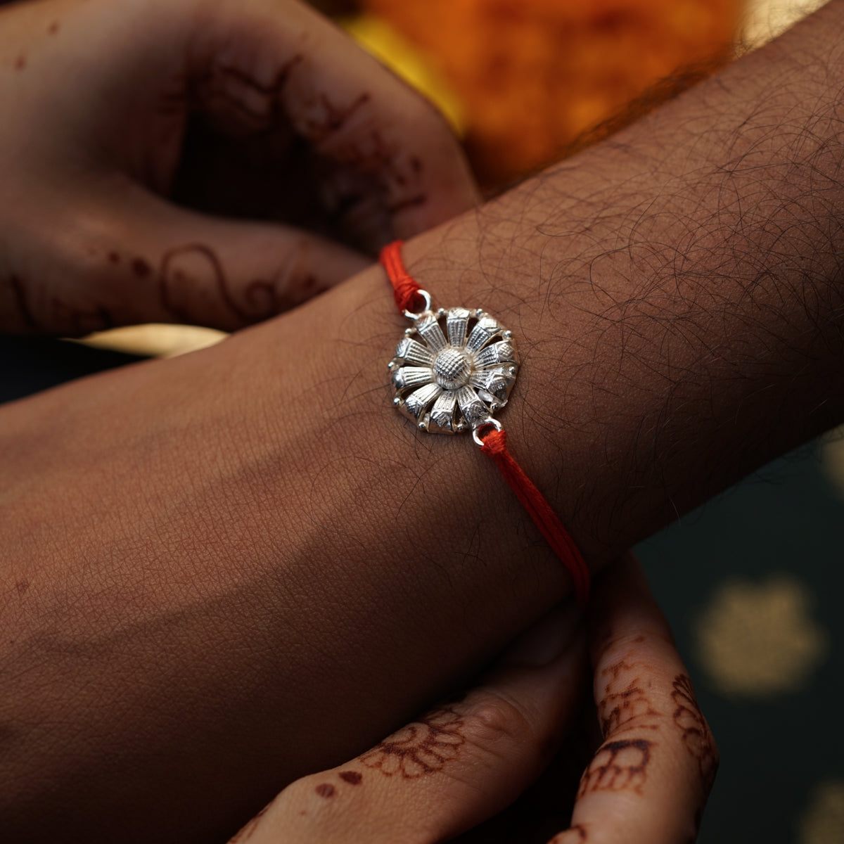 Silver Flower Rakhi