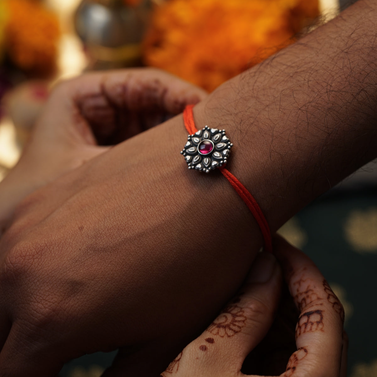 Handcrafted Silver Rakhi/Pendant