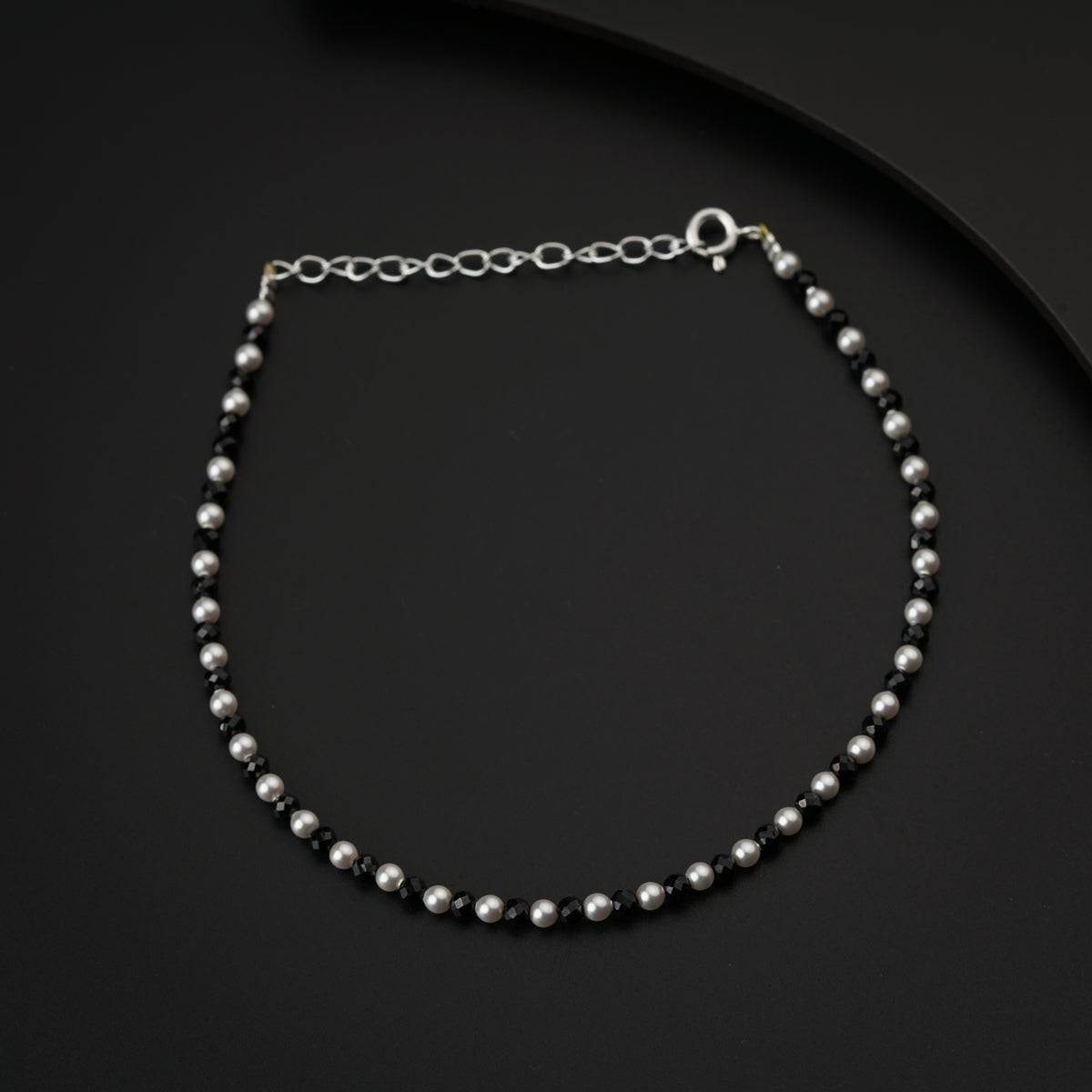 Pearls and Black Spinel Anklet