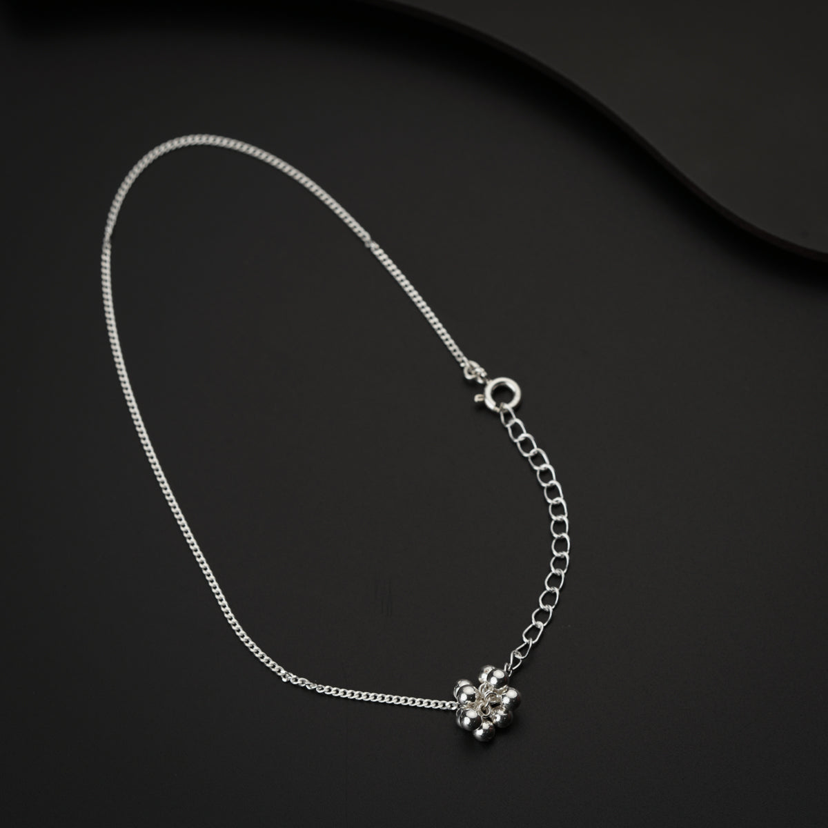 Silver Single Ghungroo Bunch Anklet