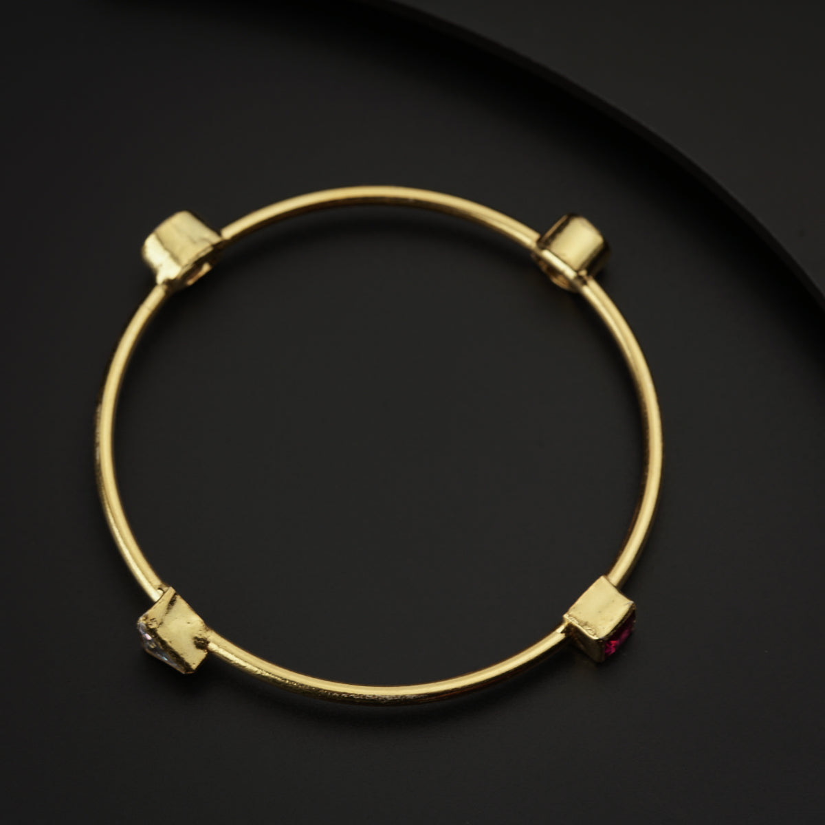 Semi Precious Stones Silver Bangle Gold Plated