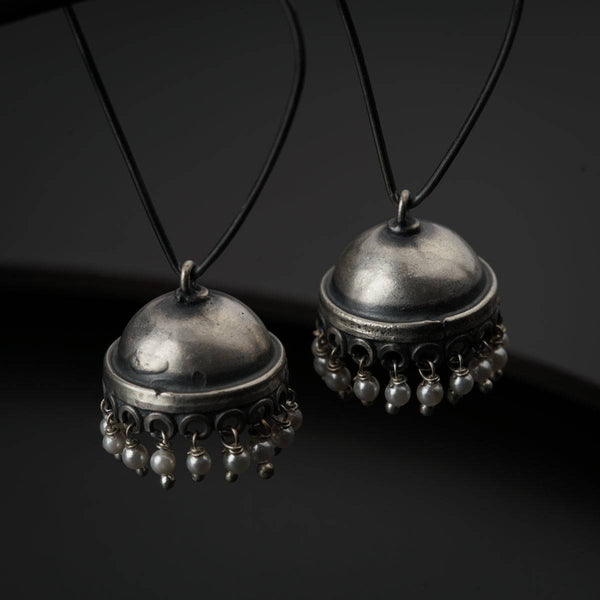 Oxidized Silver Jhumki: Medium