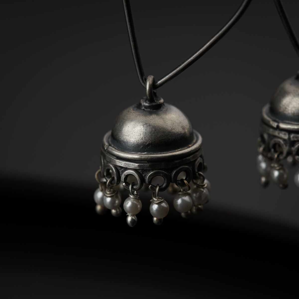 Oxidized Silver Jhumki: Small