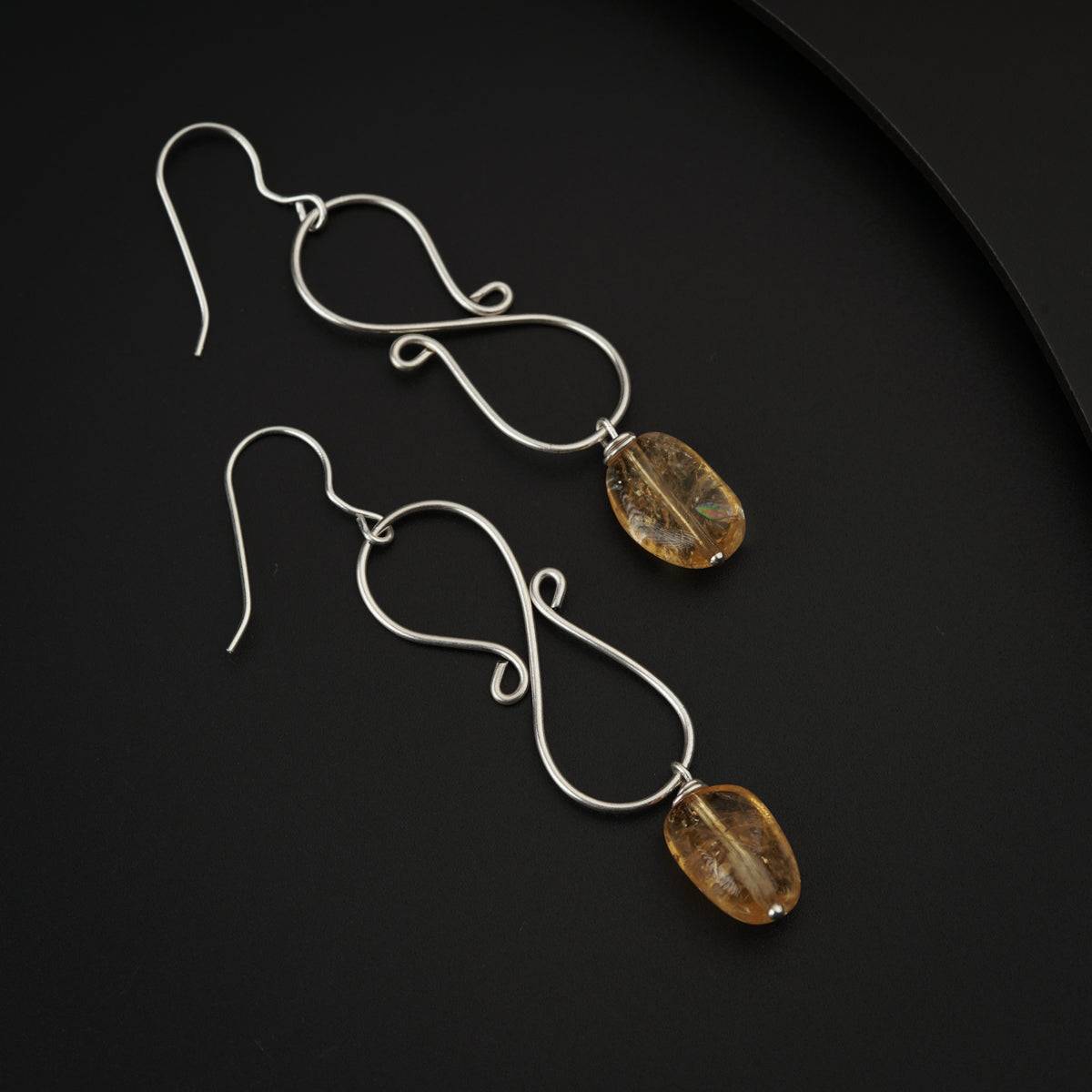 Silver Wire with Citrine Earring