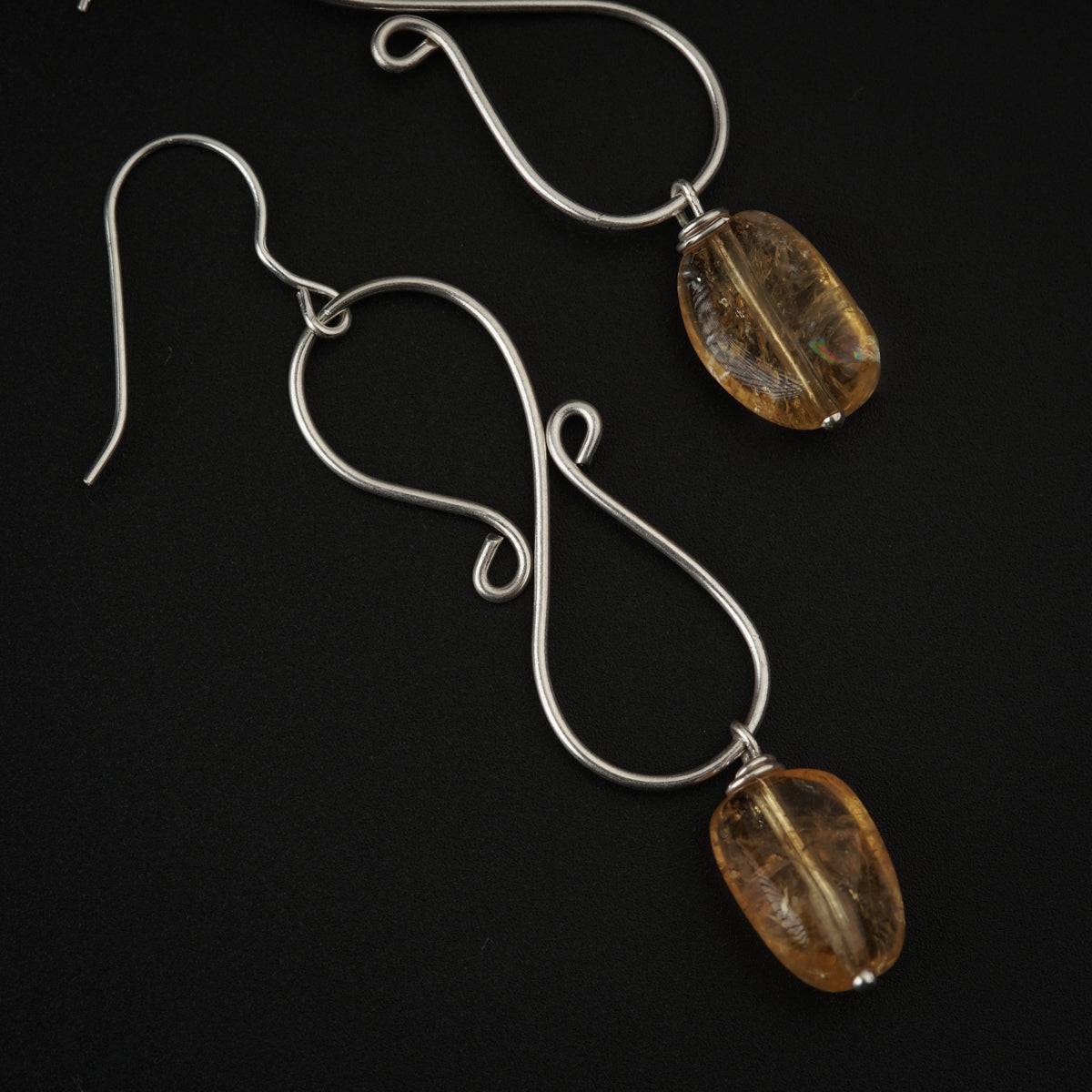 Silver Wire with Citrine Earring