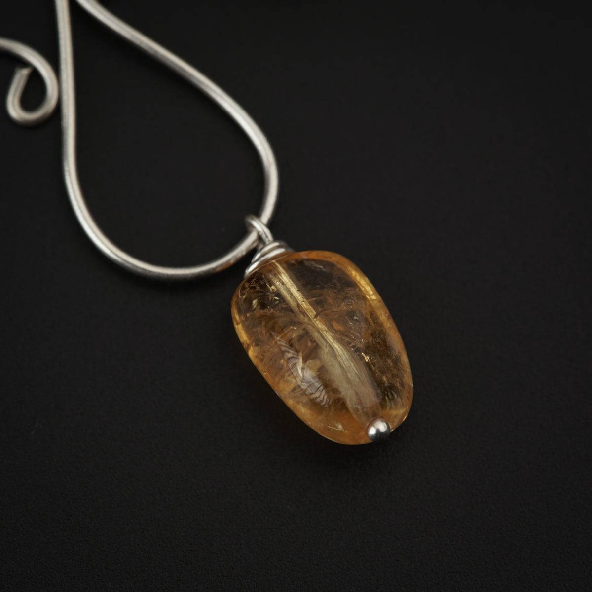 Silver Wire with Citrine Earring