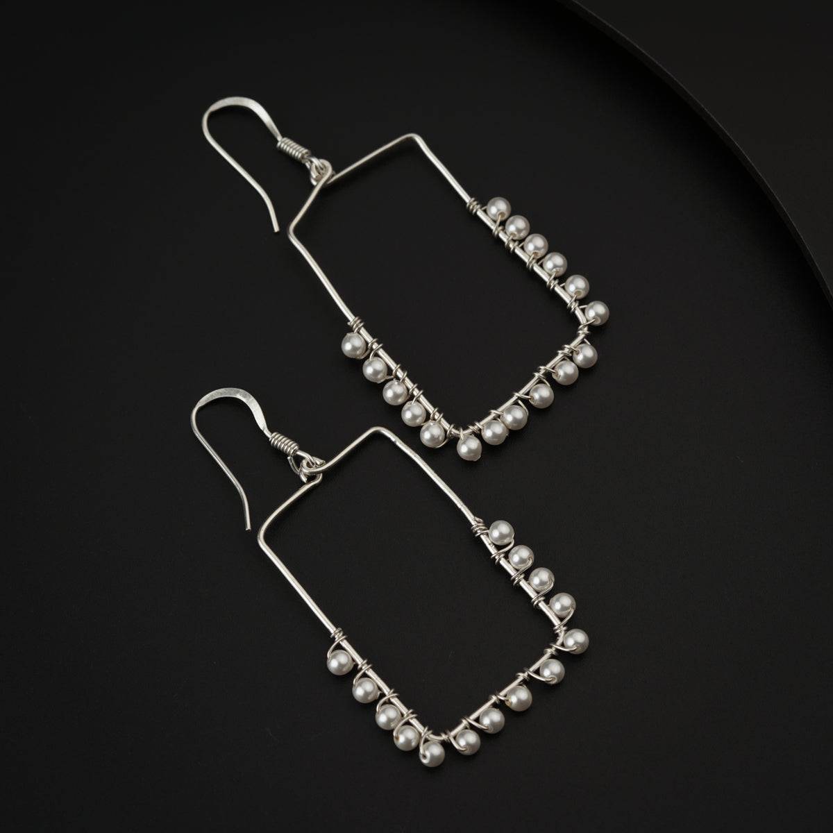 Pearl Binded Silver Earrings