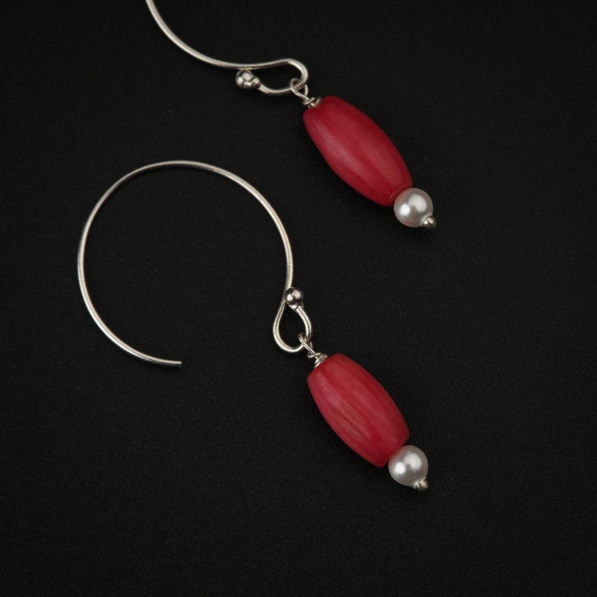 Coral Silver Earring