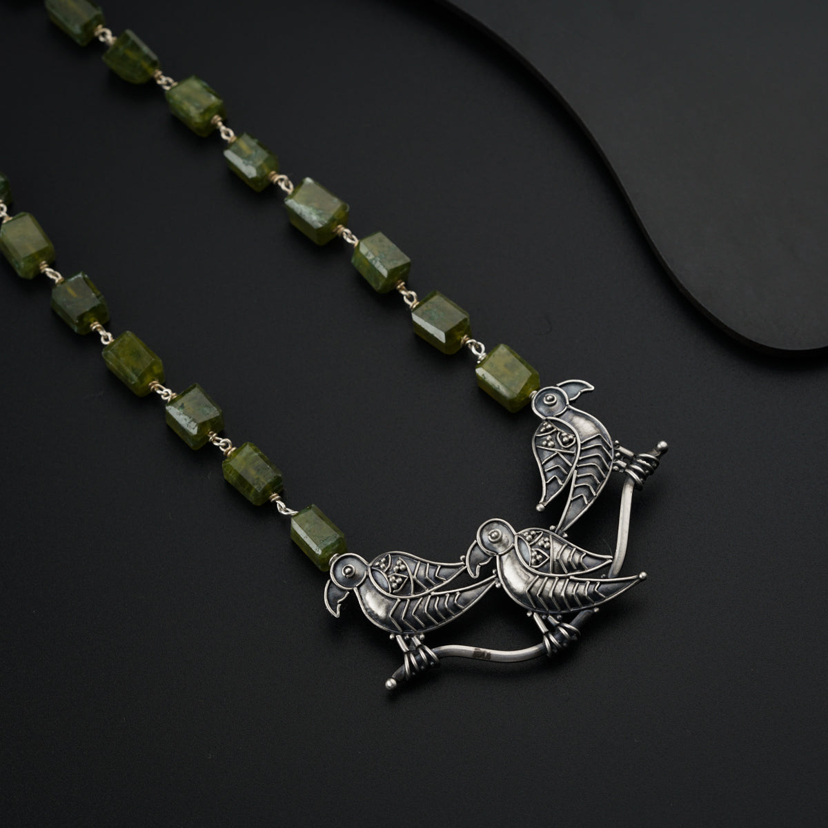 Silver Parrot Necklace with Vasonite stones