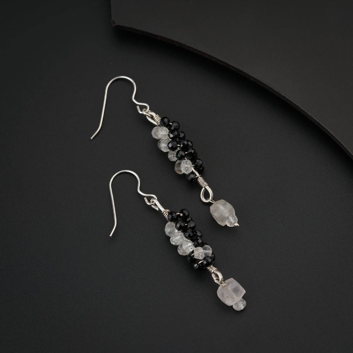 Crystal and Black Spinels Earring