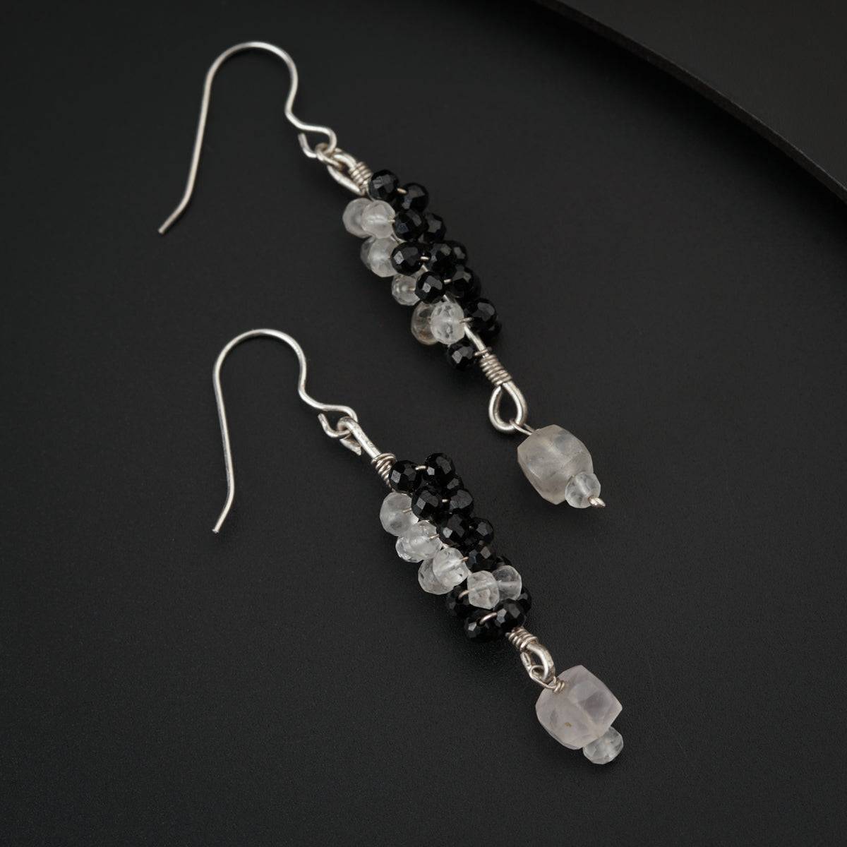 Crystal and Black Spinels Earring