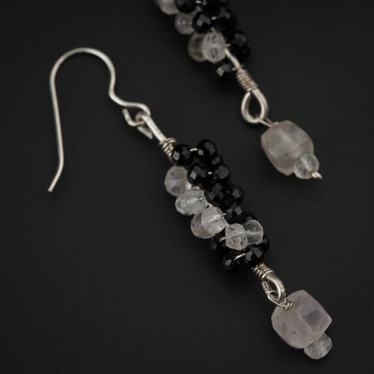 Crystal and Black Spinels Earring