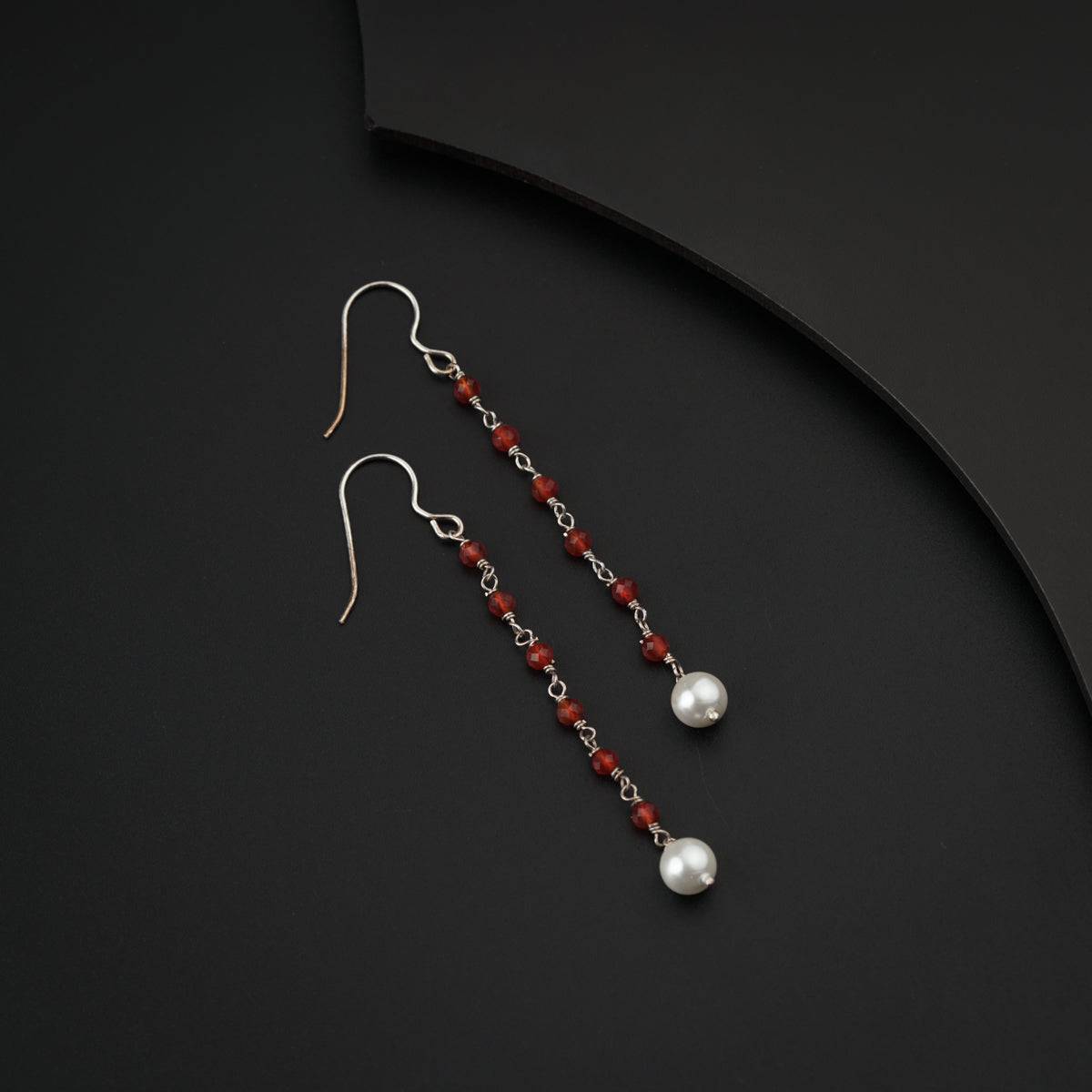 Silver Carnelian Earring with Pearls