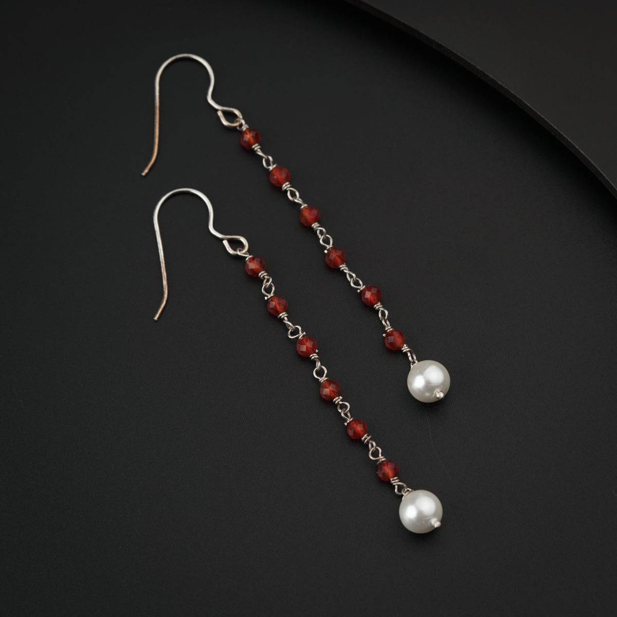 Silver Carnelian Earring with Pearls