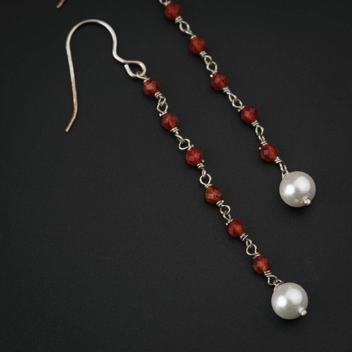 Silver Carnelian Earring with Pearls