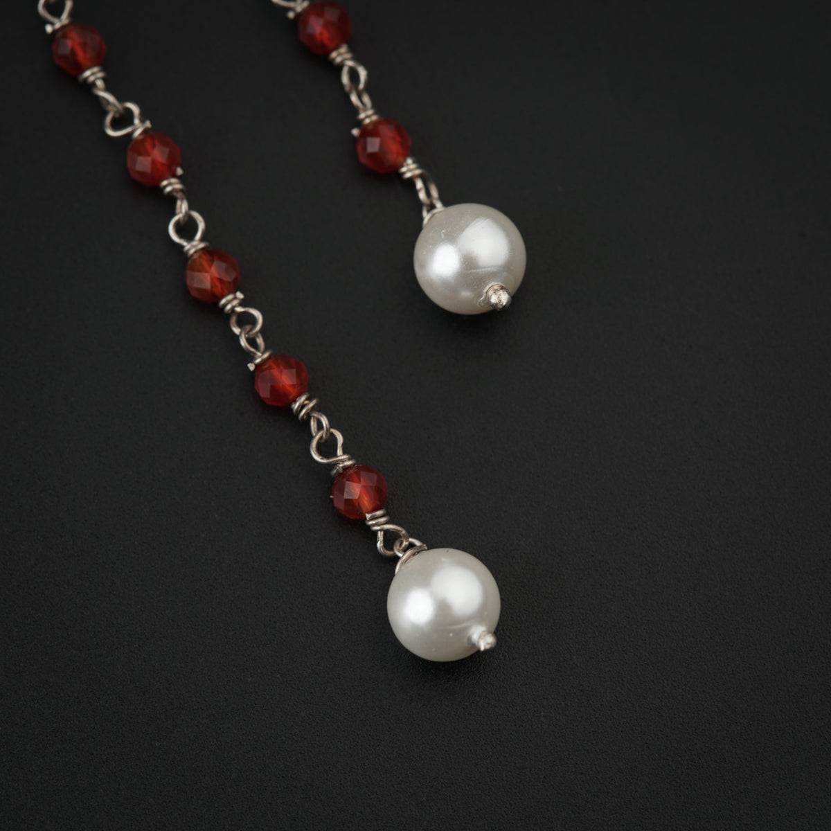 Silver Carnelian Earring with Pearls