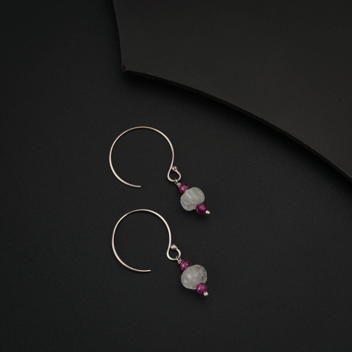 Crystals and Ruby Silver Earring