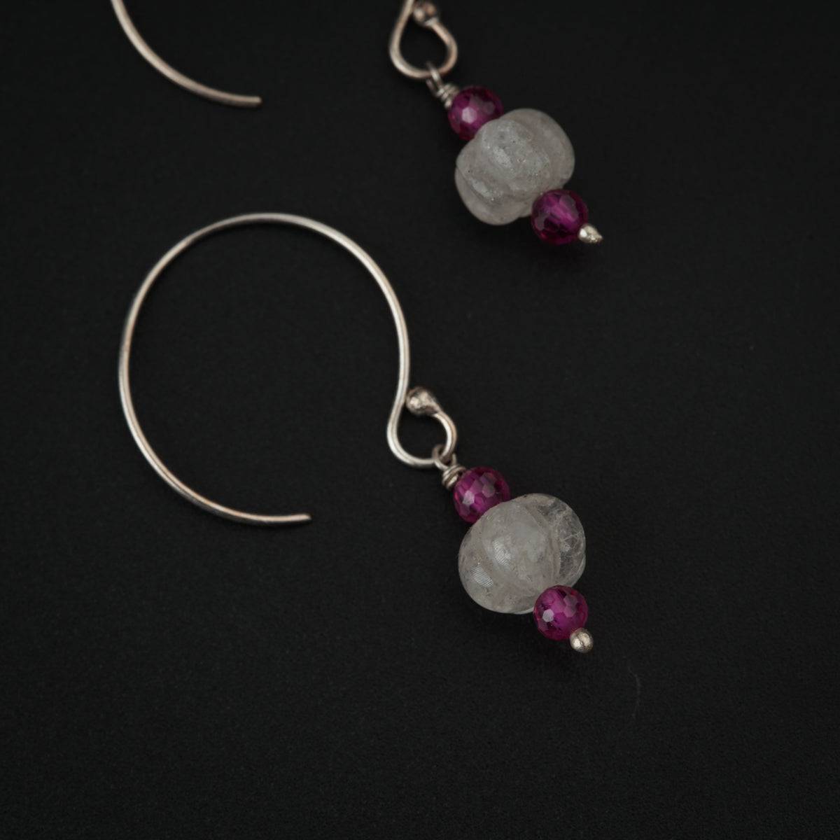 Crystals and Ruby Silver Earring