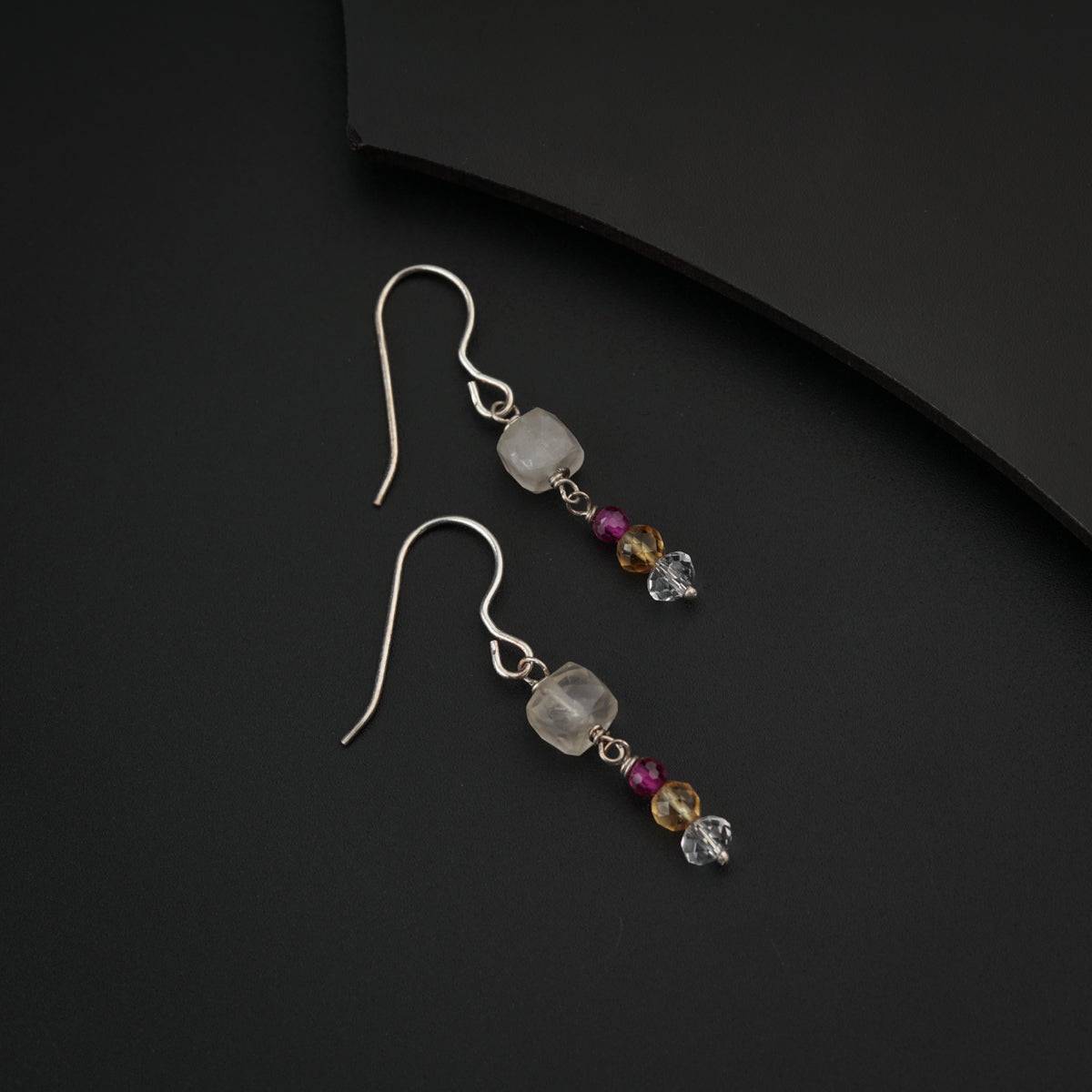 Semi Precious Stones Silver Earring